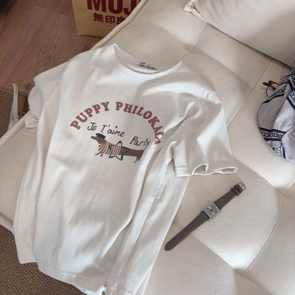 可愛狗狗印花寬鬆休閒上衣-2色 可愛狗狗印花寬鬆休閒上衣-2色