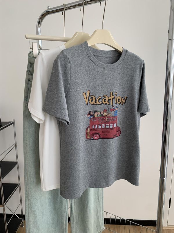 柔軟雲朵棉卡通大巴印花T恤-2色 柔軟雲朵棉卡通大巴印花T恤-2色