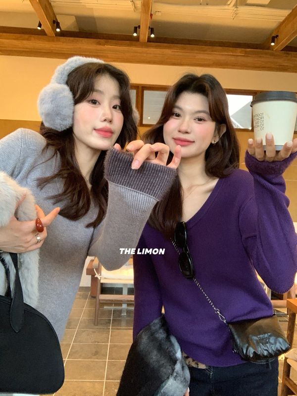 韓系設計感保暖一體絨U領針織上衣-20色 韓系設計感保暖一體絨U領針織上衣-20色