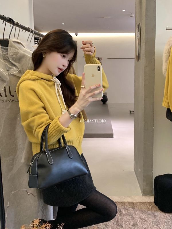 慵懶風鏤空花紋抽繩連帽保暖毛衣-5色 慵懶風鏤空花紋抽繩連帽保暖毛衣-5色