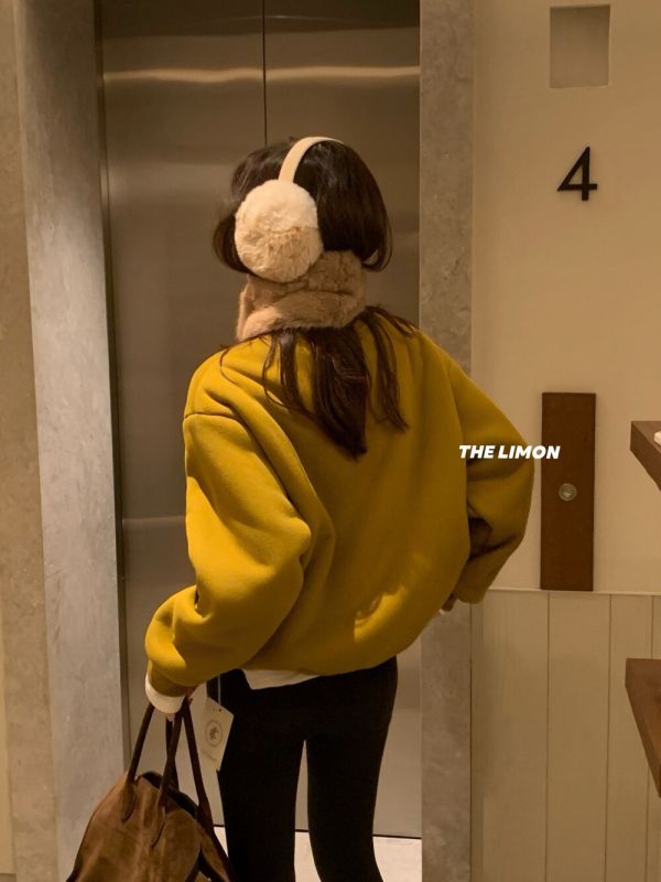 厚絨卡通印花 下擺抽繩套頭棉衣-3色 後絨卡通印花 下擺抽繩套頭棉衣-3色