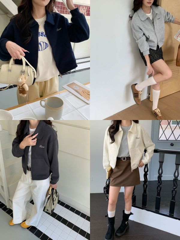 美式復古學院風 簡約休閒棉拉鍊外套-3色 美式復古學院風 簡約休閒棉拉鍊外套-3色