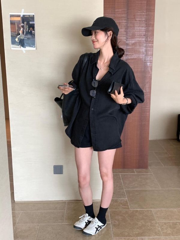 男友風復古天絲寬鬆防曬襯衫上衣 男友風復古天絲寬鬆防曬襯衫上衣