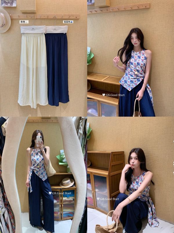 冰涼面料巨舒服垂感闊腿休閒褲-2色 冰涼面料巨舒服垂感闊腿休閒褲-2色
