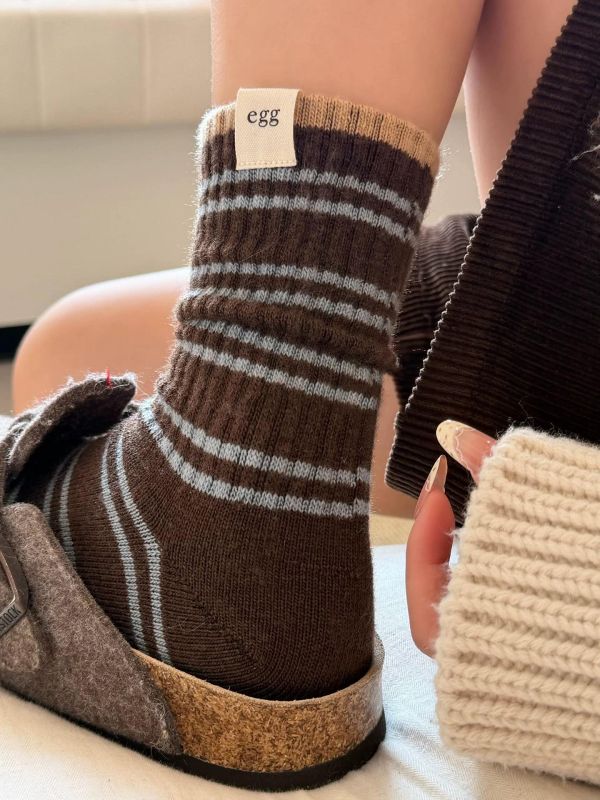 冬日氛圍感～撞色條紋襪子3色一組 冬日氛圍感～撞色條紋襪子3色一組