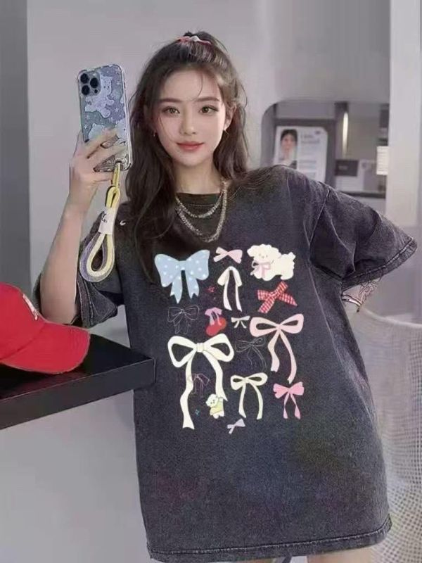 彩色蝴蝶結小狗水洗tee 彩色蝴蝶結小狗水洗tee