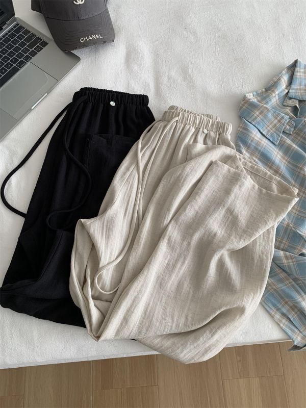 慵懶寬鬆棉麻輕薄透氣直筒涼涼褲-4色 慵懶寬鬆棉麻輕薄透氣直筒涼涼褲-4色