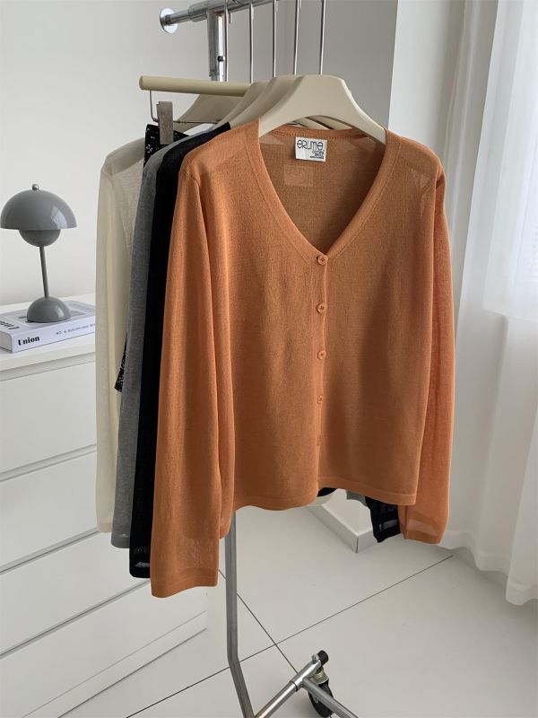 薄款冰絲V領針織開衫防曬空調衫-5色 薄款冰絲V領針織開衫防曬空調衫-5色