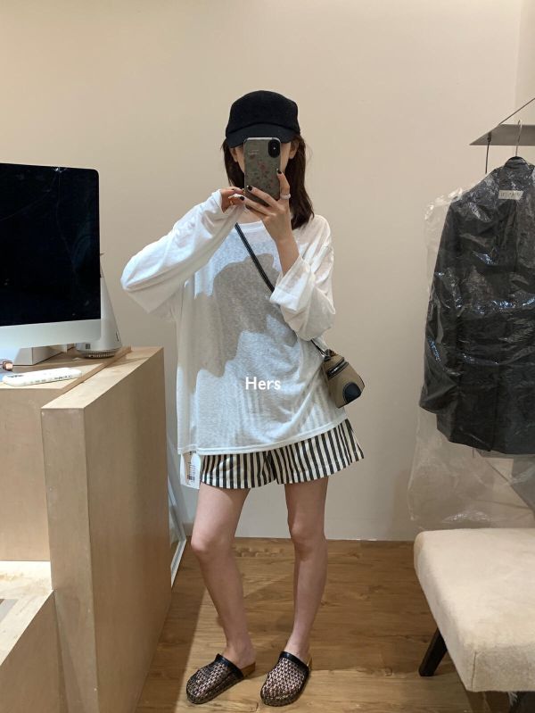 老錢風貴氣感豎條紋牛仔短褲 老錢風貴氣感豎條紋牛仔短褲