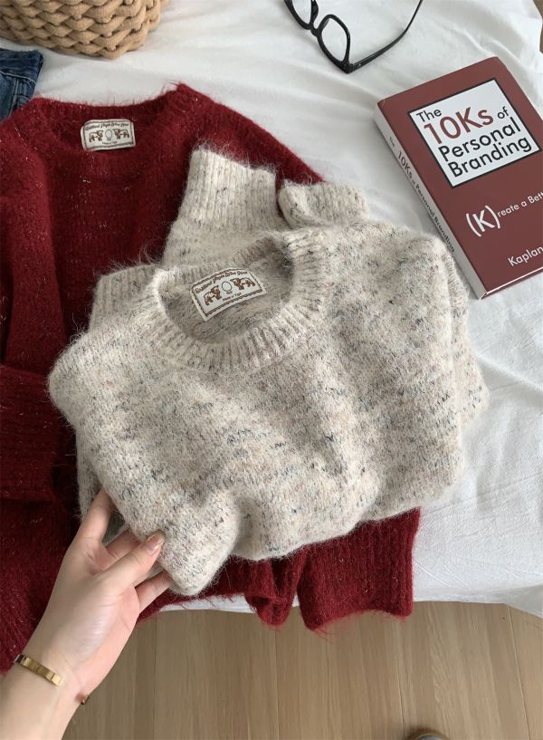 慵懶風雜色點點寬鬆加厚羊毛針織上衣-4色 慵懶風雜色點點寬鬆加厚羊毛針織上衣-4色