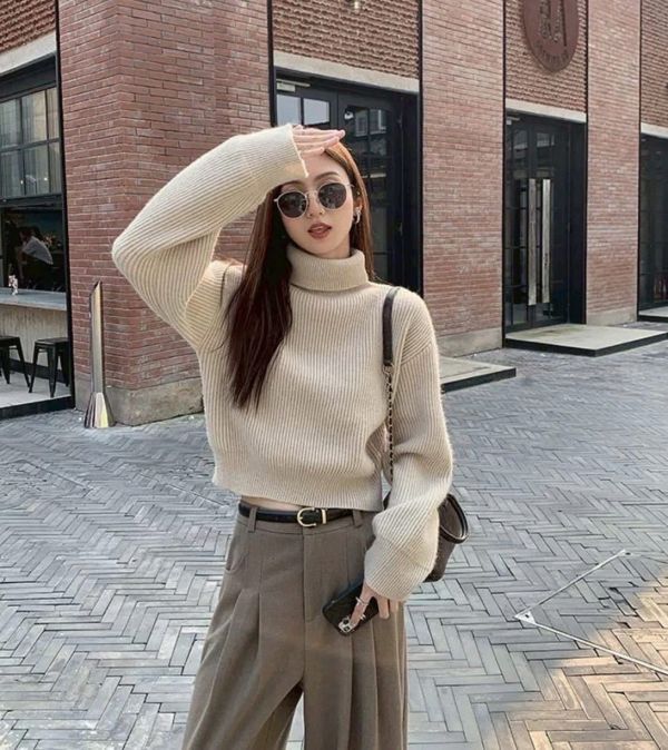 韓妞好比例高領短版氣質毛衣-4色 韓妞好比例高領短版氣質毛衣-4色