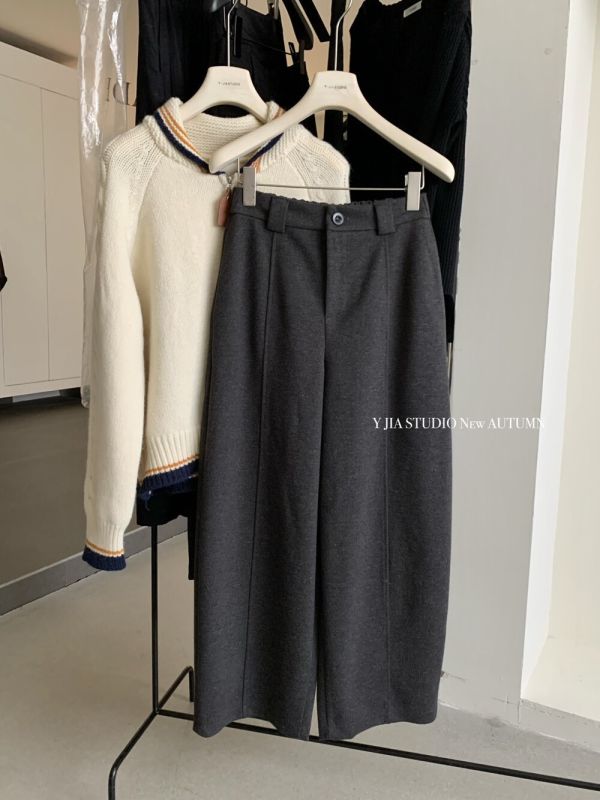 百搭鬆弛感高腰顯瘦九分褲毛呢褲 百搭鬆弛感高腰顯瘦九分褲毛呢褲