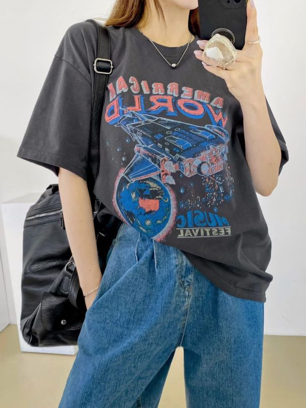 Korea 太空印圖寬版tee-3色 Korea 太空印圖寬版tee-3色