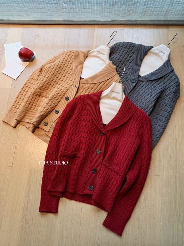 韓系溫柔風寬鬆麻花氣質毛衣開衫-3色 韓系溫柔風寬鬆麻花氣質毛衣開衫-3色