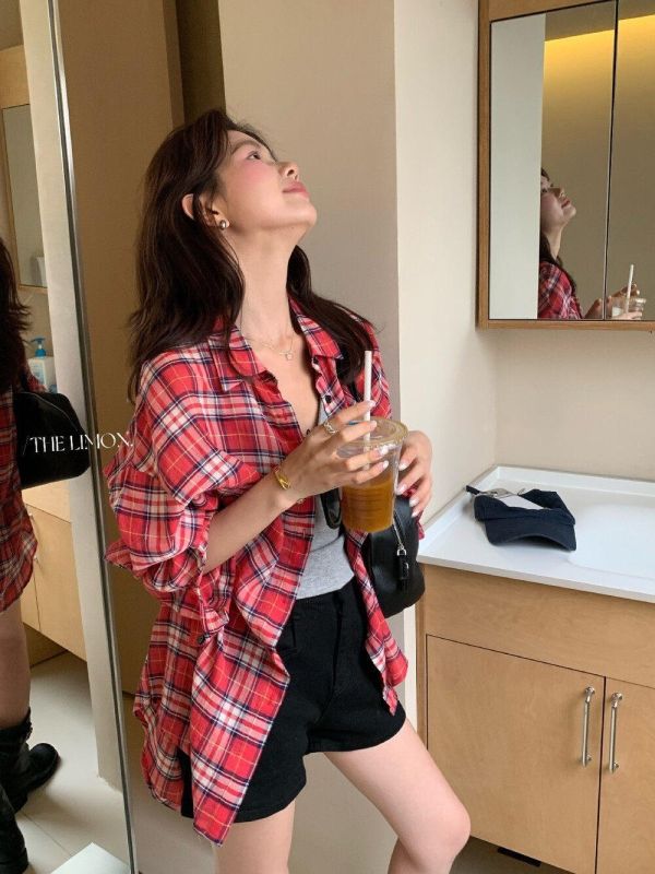 不悶熱超薄格紋百搭防曬襯衫 不悶熱超薄格紋百搭防曬襯衫