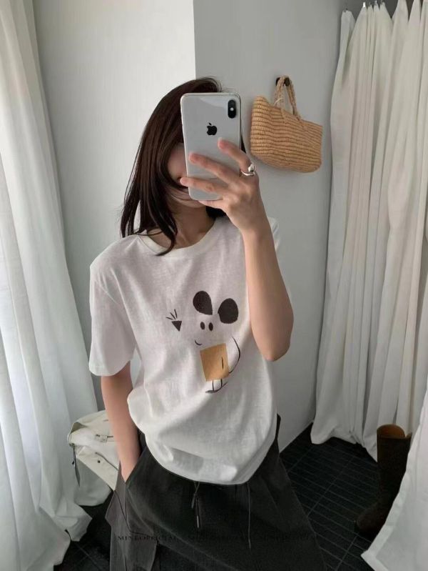 韓系卡通老鼠印花休閒短T-3色 韓系卡通老鼠印花休閒短T-3色