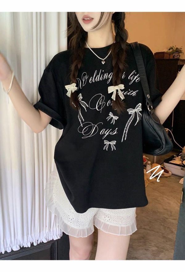 韓系小眾蝴蝶結寬鬆百搭T 韓系小眾蝴蝶結寬鬆百搭T