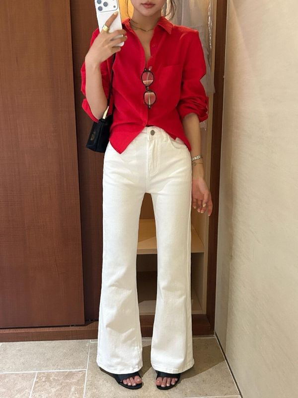 高腰顯瘦微喇叭大長腿牛仔褲-3色 高腰顯瘦微喇叭大長腿牛仔褲-3色