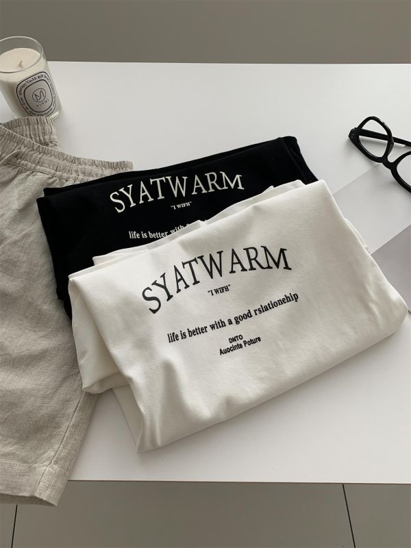 簡約字母印花棉百搭款上衣-2色 簡約字母印花棉百搭款上衣-2色