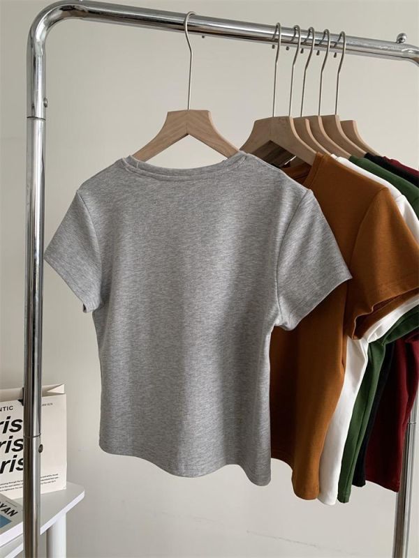 純色圓領正肩雲朵棉直筒T-6色 純色圓領正肩雲朵棉直筒T-6色