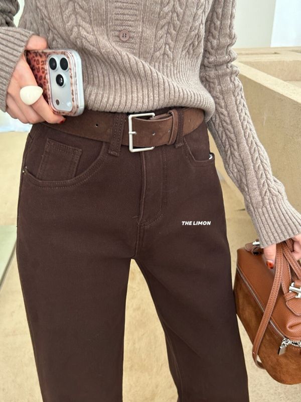 氣質百搭加絨高腰直筒微喇叭牛仔褲-3色 氣質百搭加絨高腰直筒微喇叭牛仔褲-3色