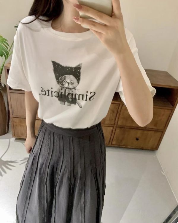 薄棉可愛貓咪t恤-2色 薄棉可愛貓咪t恤-2色
