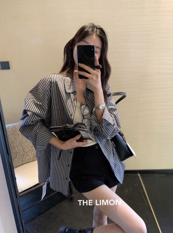美式不過時經典百搭大版條紋襯衫 美式不過時經典百搭大版條紋襯衫