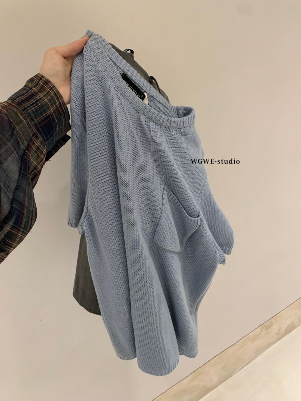 設計感後背繫帶薄款針織上衣-3色 設計感後背繫帶薄款針織上衣-3色