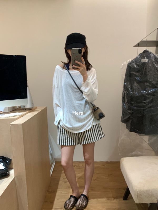 老錢風貴氣感豎條紋牛仔短褲 老錢風貴氣感豎條紋牛仔短褲