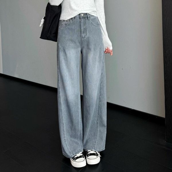 夏季薄款立體剪裁萊賽爾+棉氣質顯瘦高腰牛仔褲-2色 夏季薄款立體剪裁萊賽爾+棉氣質顯瘦高腰牛仔褲-2色