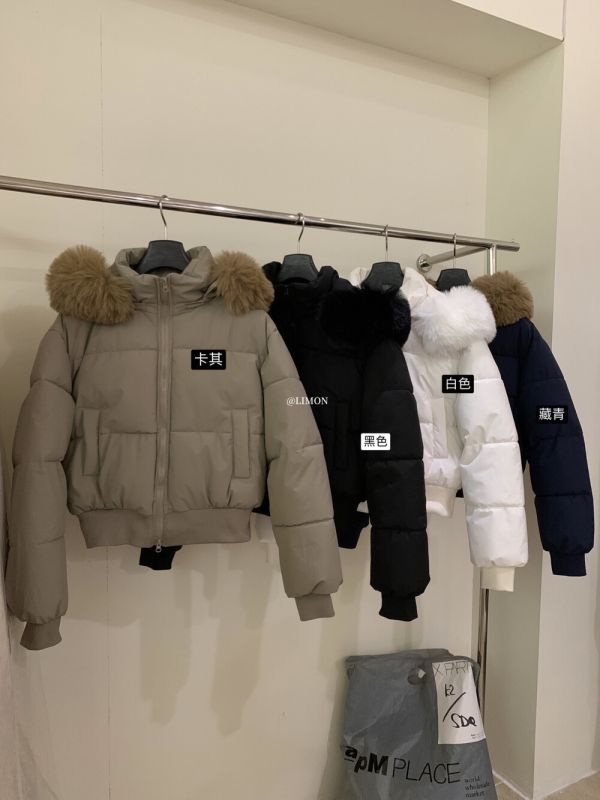 選色障礙 大毛領保暖短款鋪棉外套-4色 選色障礙 大毛領保暖短款鋪棉外套-4色