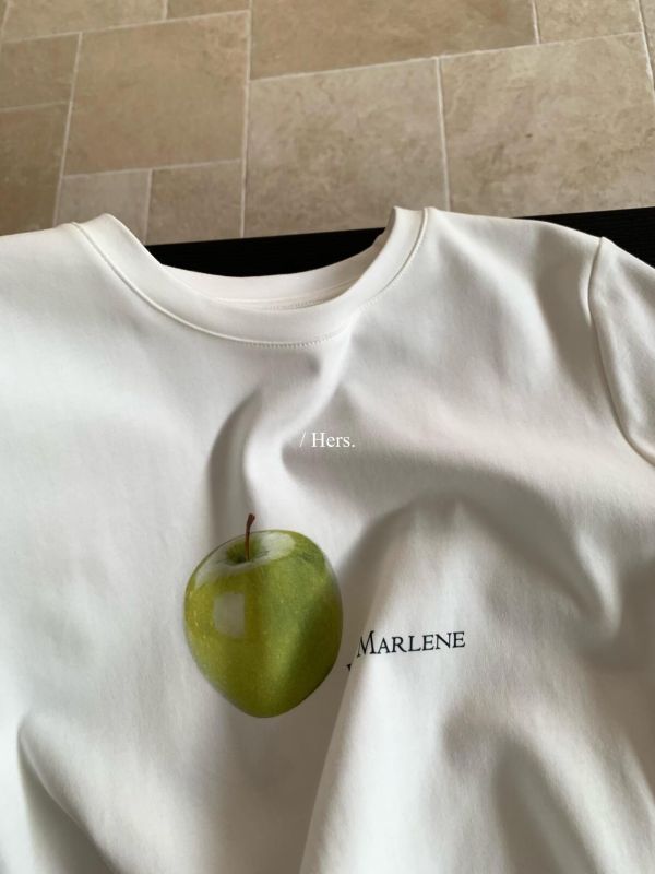 韓系蘋果圖案印花質感T恤-3色 韓系蘋果圖案印花質感T恤-3色