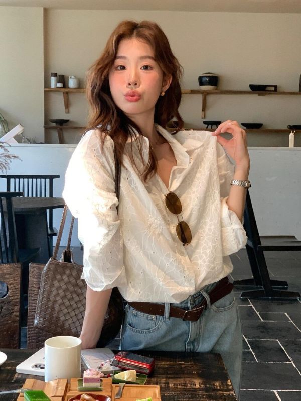 怎麼拍都好看～溫柔慵懶風蕾絲襯衫 怎麼拍都好看～溫柔慵懶風蕾絲襯衫