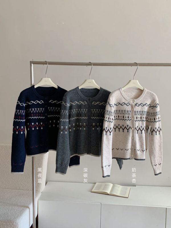 氣質文藝費爾島針織開衫-3色 氣質文藝費爾島針織開衫-3色