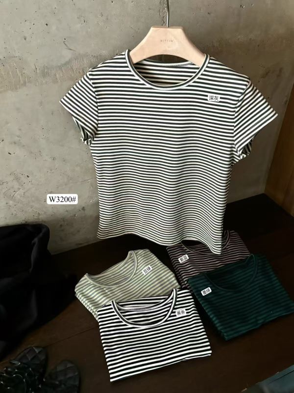 條紋控包色款 圓領正肩百搭T恤-5色 條紋控包色款 圓領正肩百搭T恤-5色