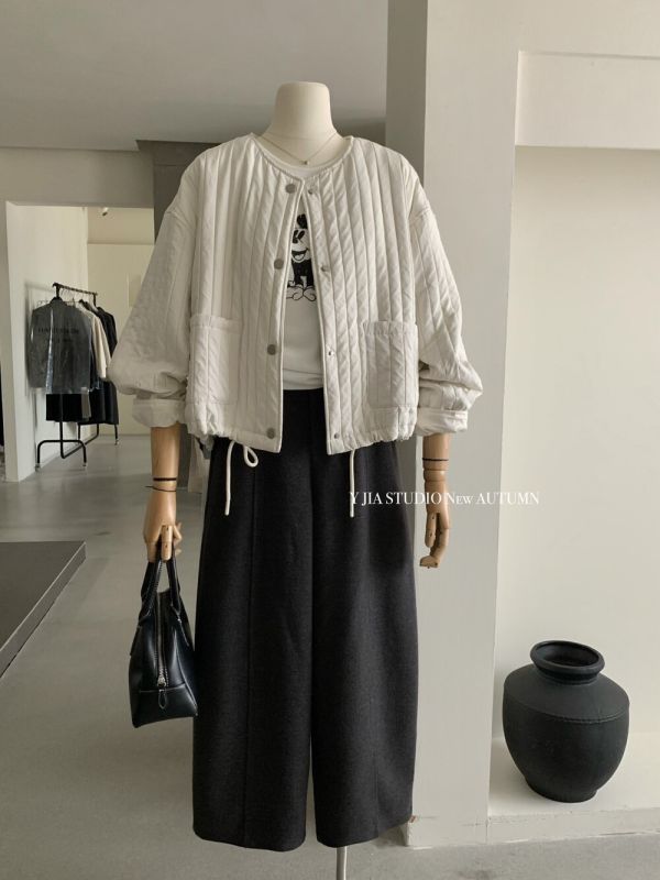 百搭鬆弛感高腰顯瘦九分褲毛呢褲 百搭鬆弛感高腰顯瘦九分褲毛呢褲