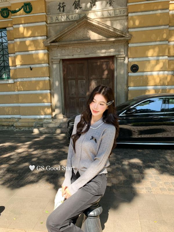 法式復古氣質麻花針織衫（配別針）-3色 法式復古氣質麻花針織衫（配別針）-3色