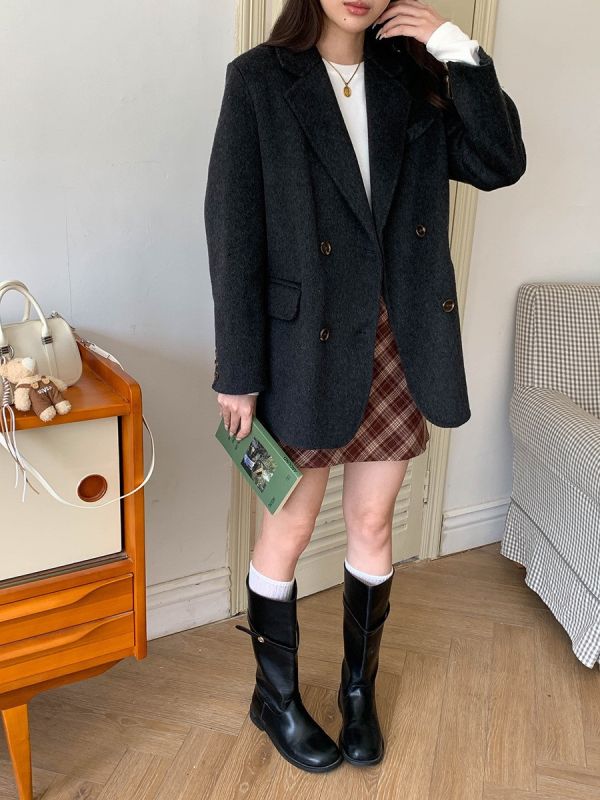 穿上氣質上升 質感羊毛雙面呢西裝外套-4色 穿上氣質上升 質感羊毛雙面呢西裝外套-4色