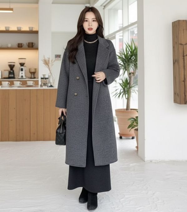 Korea 高級感翻領羊絨大衣-4色 Korea 高級感翻領羊絨大衣-4色