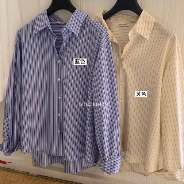 隨性氣質顯白條紋襯衫上衣-2色 隨性氣質顯白條紋襯衫上衣-2色