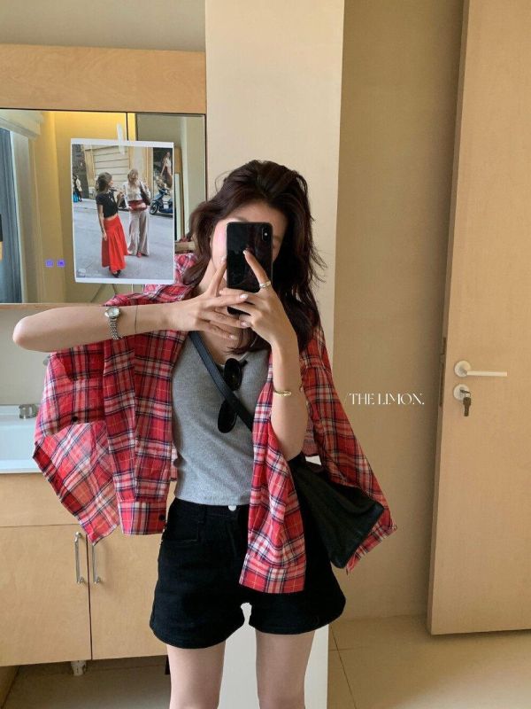 不悶熱超薄格紋百搭防曬襯衫 不悶熱超薄格紋百搭防曬襯衫