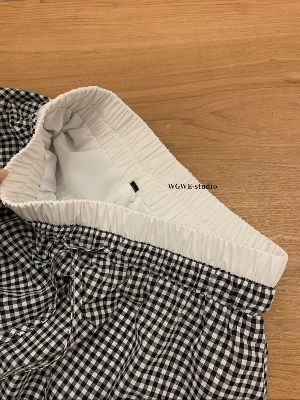 復古格子娃娃領襯衫+百搭顯瘦短裙套裝 復古格子娃娃領襯衫+百搭顯瘦短裙套裝