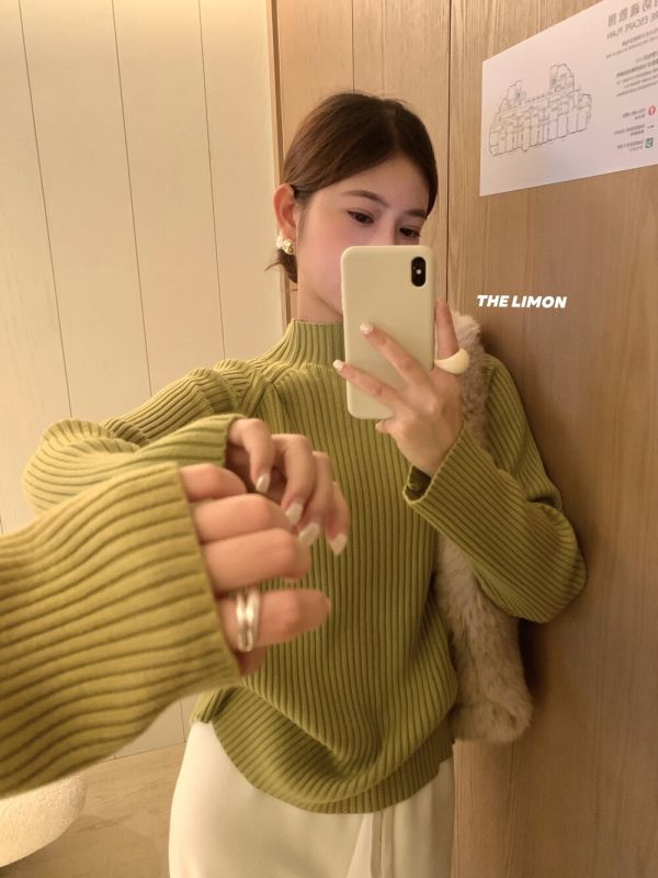 超多色～氣質百搭坑條顯瘦半高領針織 超多色～氣質百搭坑條顯瘦半高領針織