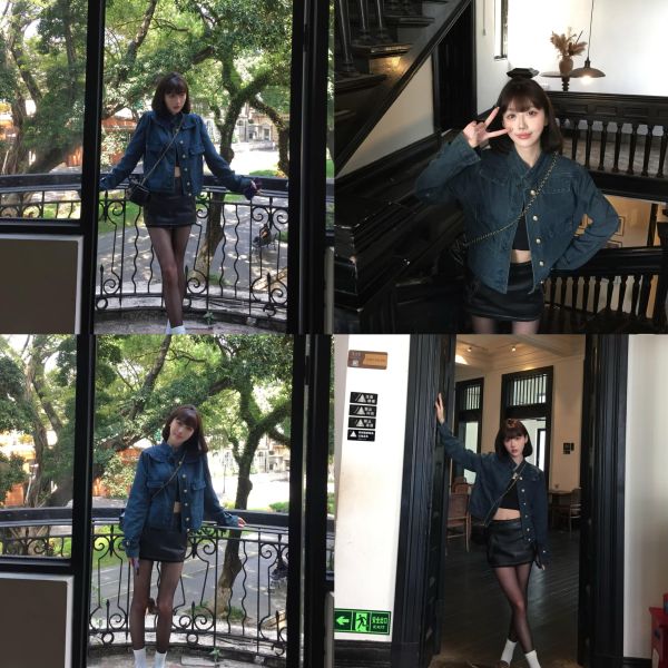 洋氣復古小香風牛仔金扣立領開衫 洋氣復古小香風牛仔金扣立領開衫