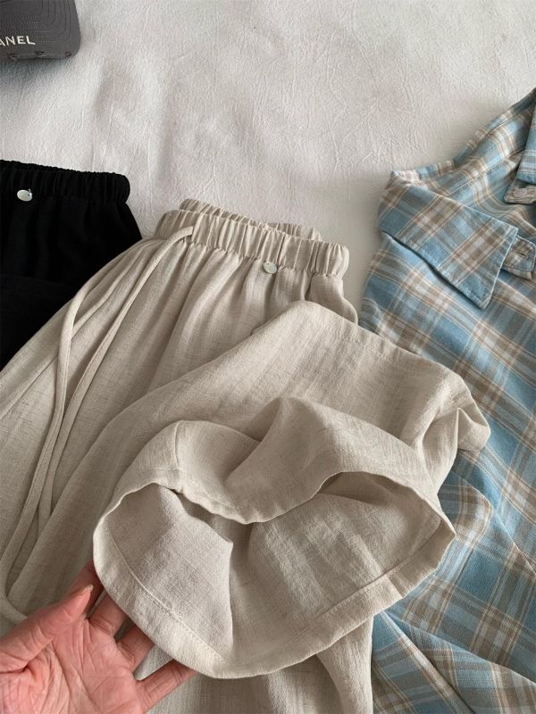 慵懶寬鬆棉麻輕薄透氣直筒涼涼褲-4色 慵懶寬鬆棉麻輕薄透氣直筒涼涼褲-4色