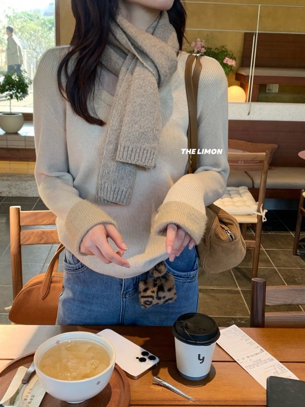 韓系設計感保暖一體絨U領針織上衣-20色 韓系設計感保暖一體絨U領針織上衣-20色