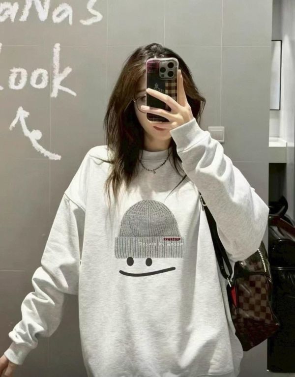 高質毛帽笑臉加絨寬鬆棉衣 高質毛帽笑臉加絨寬鬆棉衣