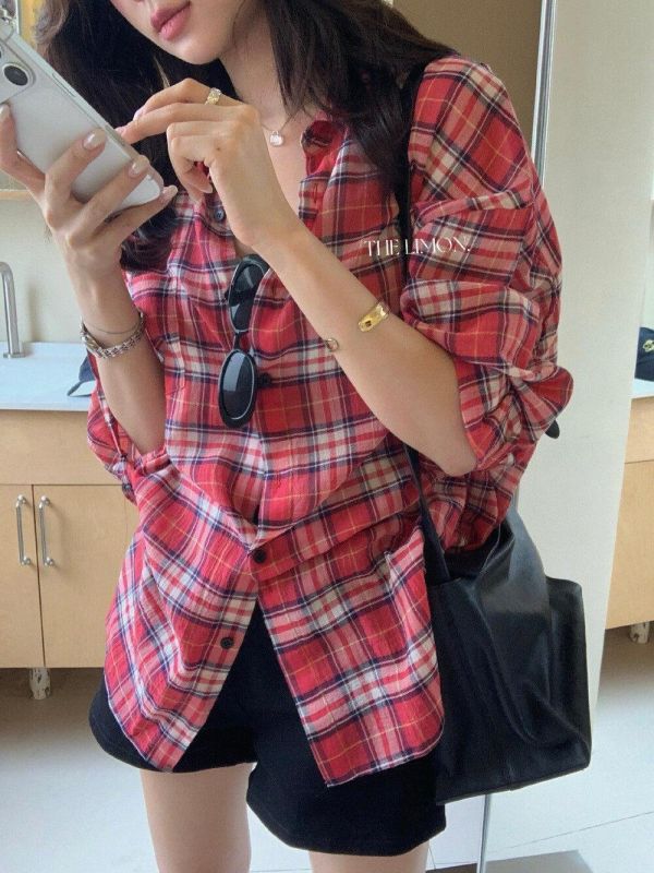 不悶熱超薄格紋百搭防曬襯衫 不悶熱超薄格紋百搭防曬襯衫