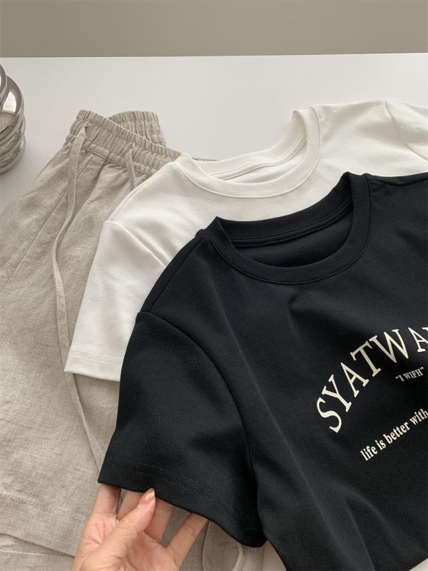 簡約字母印花棉百搭款上衣-2色 簡約字母印花棉百搭款上衣-2色