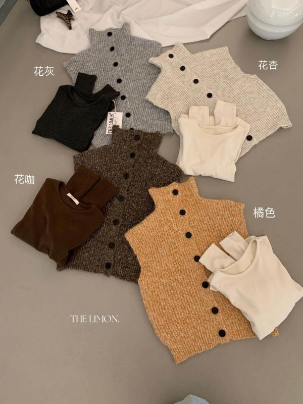 兩件套 溫柔風長袖上衣+高領針織背心-4色 兩件套 溫柔風長袖上衣+高領針織背心-4色